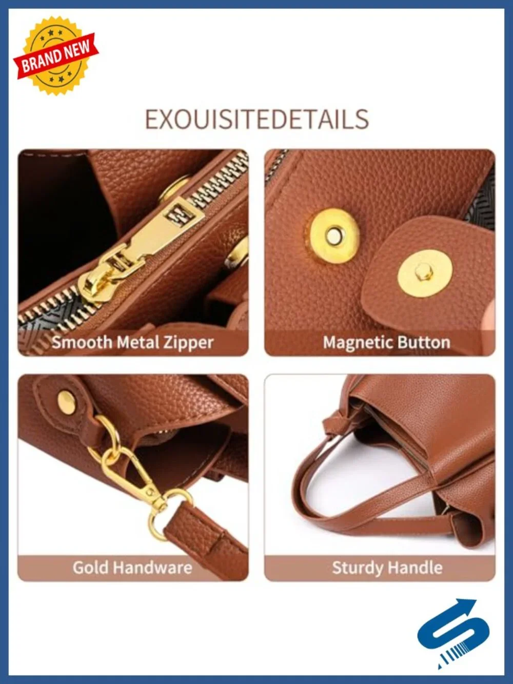 PU Leather Women's Top Handle Satchel Crossbody Bag with Adjustable Strap